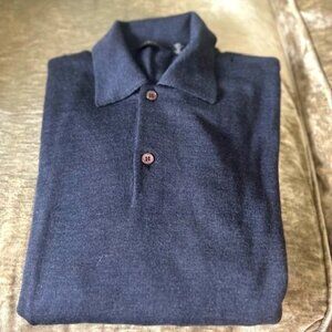 Men's Polo-Style Barneys NY Heather Grey Sweater/Top.  XL